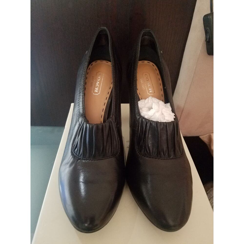 Coach Adra black leather bootie heels - 7.5